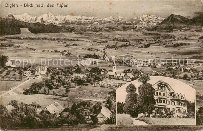 Biglen BE Panorama Blick nach den Alpen Hotel