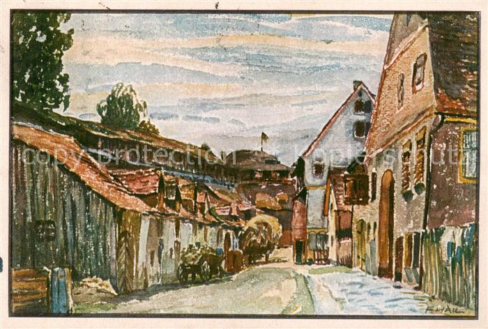 Memmingen Bayern Ortszentrum Kuenstlerkarte