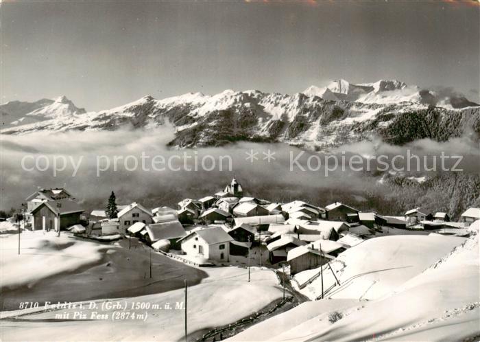 Feldis GR Winterpanorama Blick gegen Piz Fess Adula Alpen