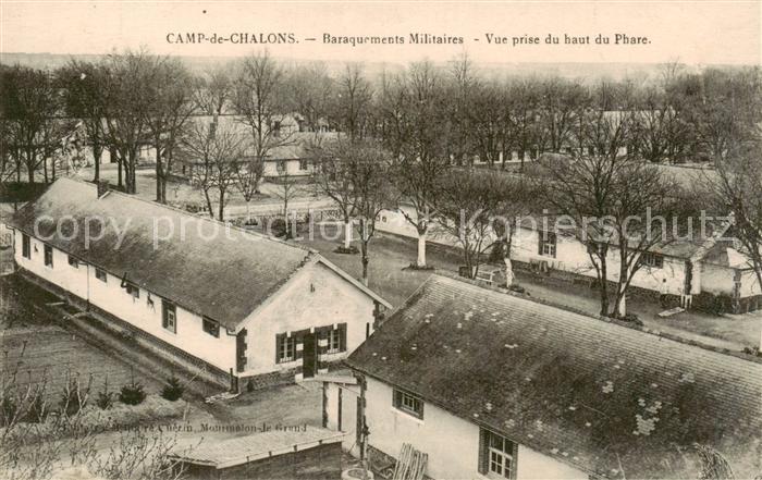 Camp de Chalons 51 Marne Baraquements Militaires vue prise du haut du phare