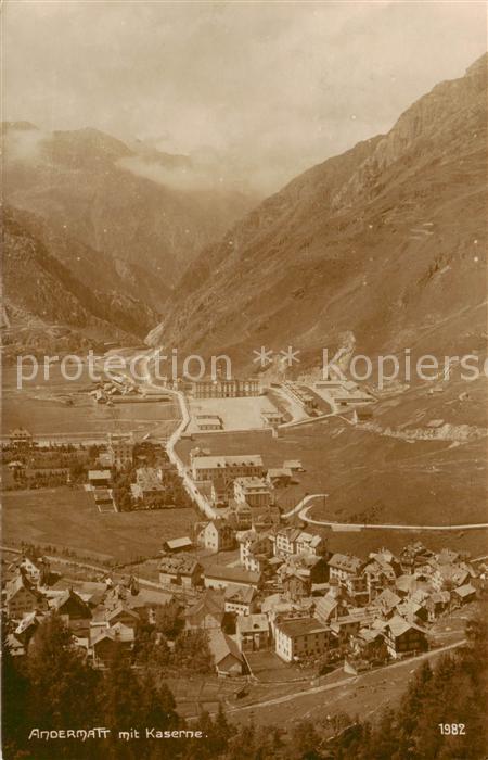 Andermatt UR Panorama mit Kaserne Alpen