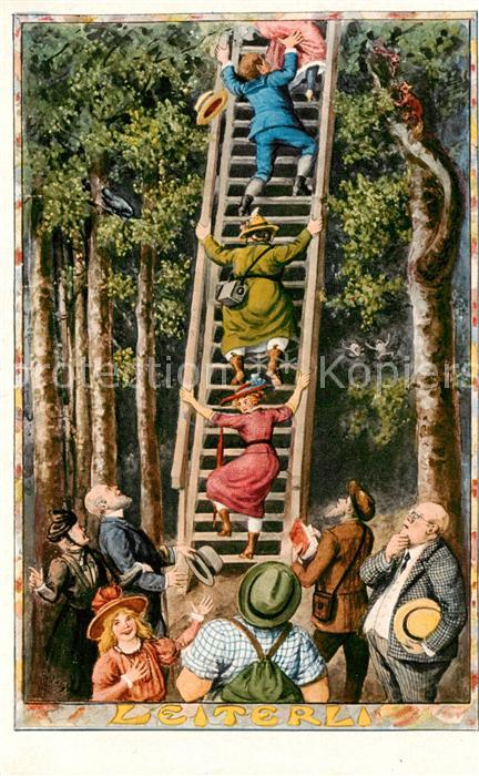 Uetliberg ZH Leiterli Karikaturen Kuenstlerkarte