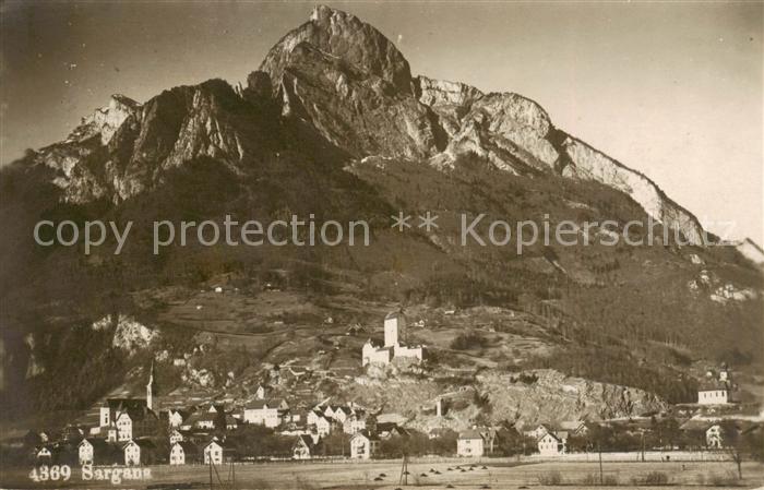 Sargans SG Ansicht mit Schloss Alpen