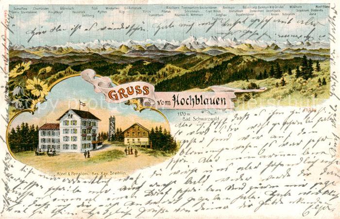 BADENWEILER BW Berghotel Hochblauen Alpenpanorama Litho