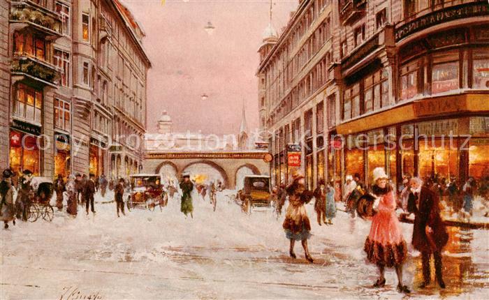 Zuerich ZH Uraniastrasse Blick auf die Universitaet Kuenstlerkarte