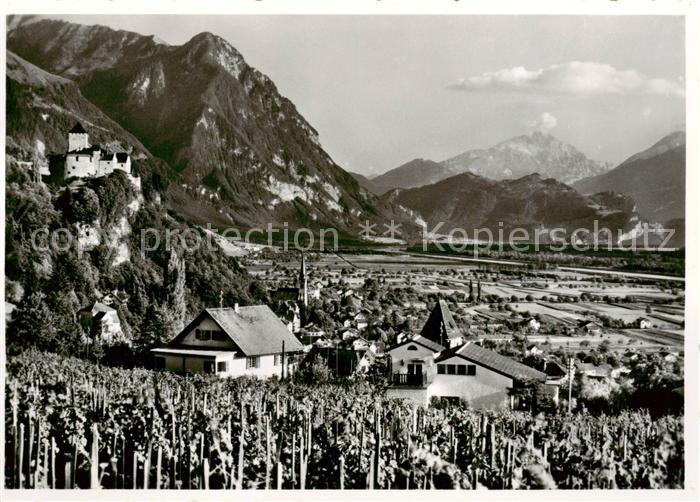 Vaduz Liechtenstein FL Panorama mit Schloss Alpen