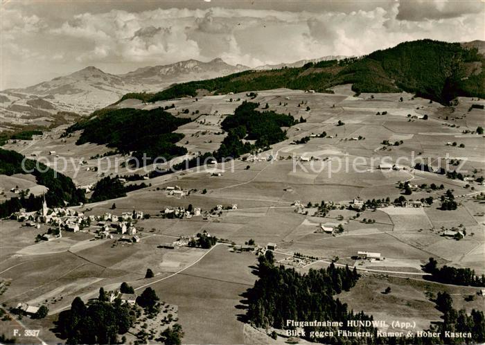 Hundwil AR Blick gegen Faehnern Kamor und Hoher Kasten Feldpost