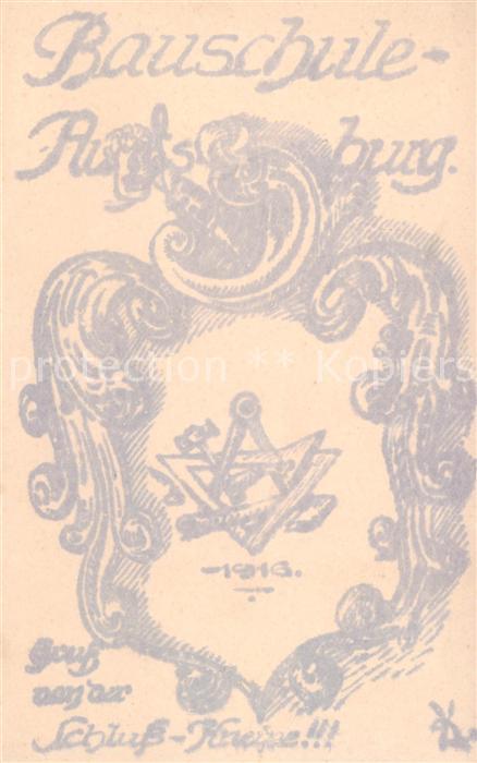 Augsburg Bauschule Wappen Kuenstlerkarte