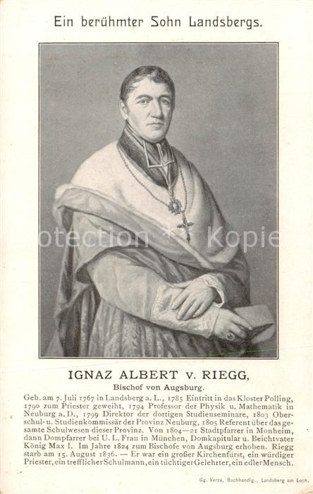 Landsberg Lech Ignaz Albert von Riegg Beruehmter Sohn Landsbergs Bischof von Aug