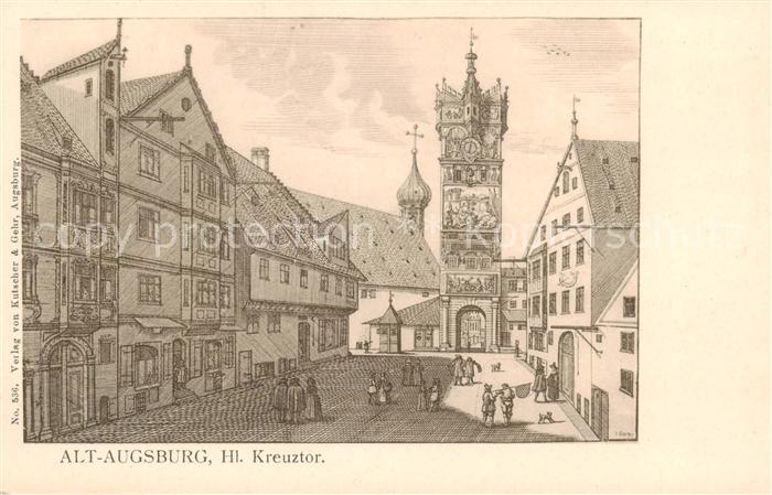 Augsburg Hl. Kreuztor Litho