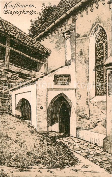 Kaufbeuren Blasiuskirche Zeichnung Kuenstlerkarte