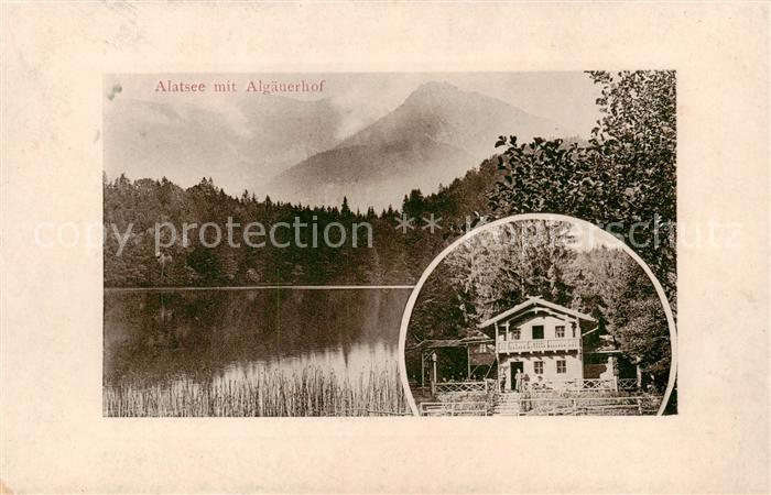 Alatsee Fuessen Allgaeu mit Gasthof Allgaeuerhof Allgaeuer Alpen