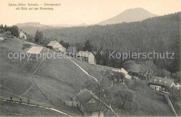 Stimmersdorf Mezna CZ Teilansicht Landschaftspanorama Blick auf den Rosenberg