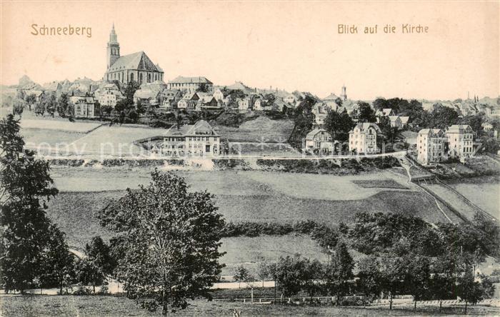 Schneeberg  Erzgebirge Panorama Blick auf die Kirche