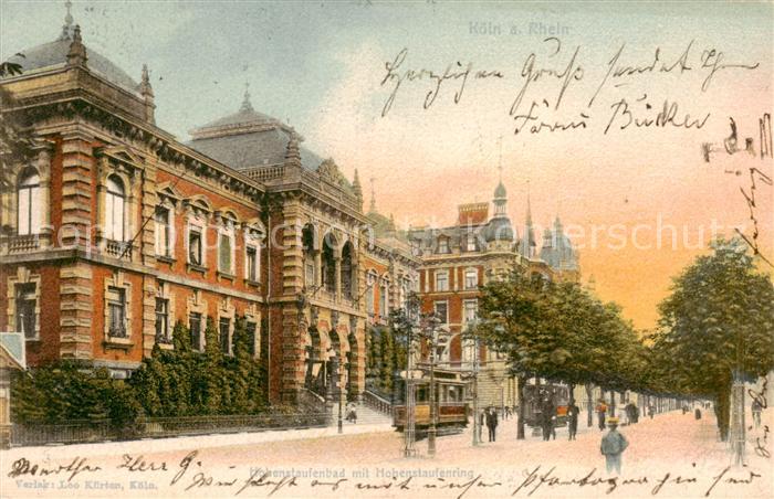 Koeln  Rhein Hohenstaufenbad mit Hohenstaufenring Strassenbahn