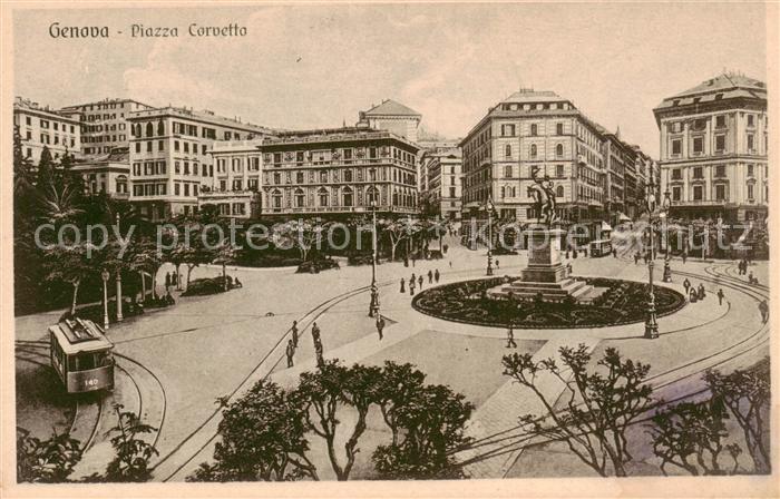Genova Genua Liguria IT Piazza Corvetto Denkmal Strassenbahn