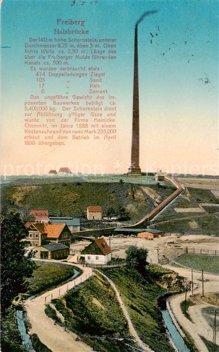 Freiberg  Sachsen Halsbruecke Schornstein Freiburger Mulde