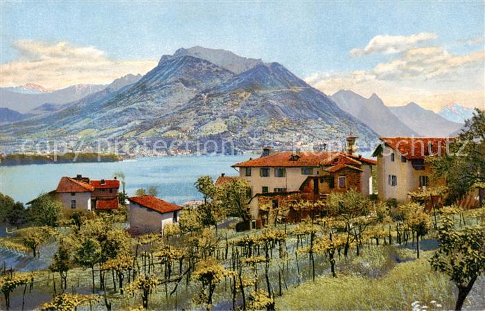 Pazzallo Lugano TI Lago di Lugano e Monte Bre Photochromie Serie 194 Nr. 3305