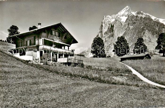 Grindelwald Tea-Room Chalet Grindelwaldstuebli mit Wetterhorn Berner Alpen
