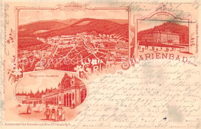 Marienbad Tschechien Boehmen Kreuzbrunnen und Wandelbahn Centralbad