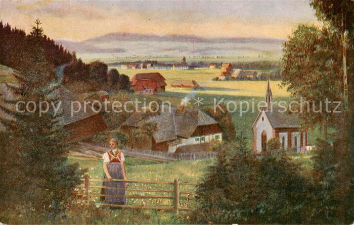 Hinterzarten Breisgau-Hochschwarzwald BW Landschafts Panorama Kuenstlerkarte