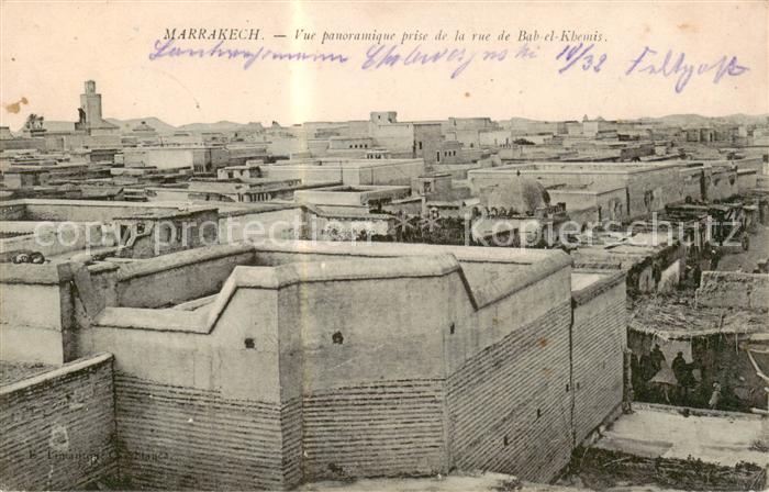 Marrakech Marrakesch Maroc Vue panoramique prise de la rue de Bab el Klemis