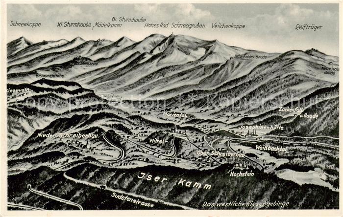 Schreiberhau Szklarska Poreba Riesengebirge PL Panoramakarte