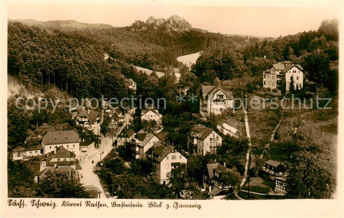 Rathen Saechsische Schweiz Panorama Basteiseite Blick zum Gamrig-Massiv Elbsands