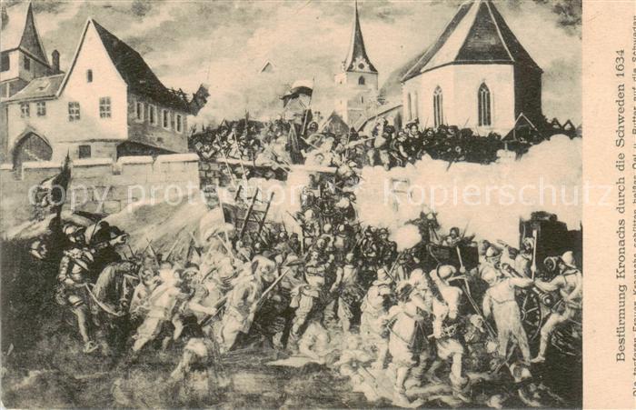 Kronach Oberfranken Gemaelde Bestuermung Kronachs durch die Schweden 1634 Kuenst