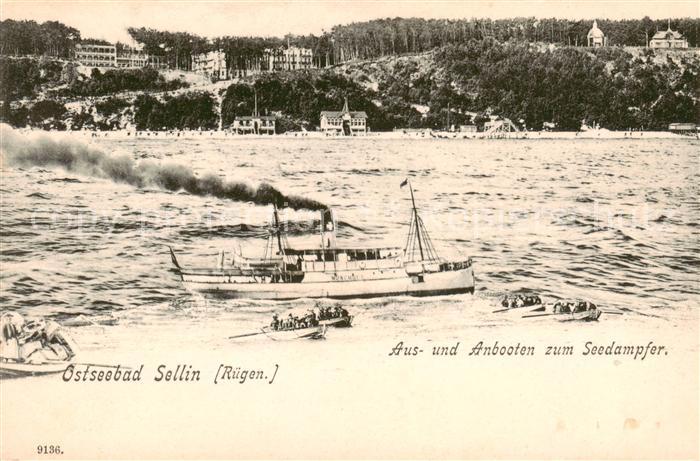 Sellin  Ruegen Aus- und Anbooten zum Seedampfer
