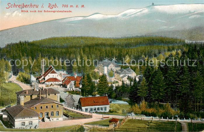 Schreiberhau Szklarska Poreba Riesengebirge PL Blick zur Schneegrubenbaude