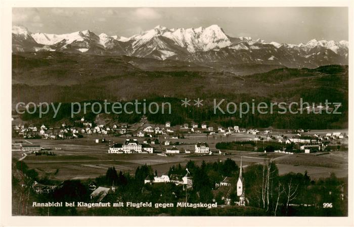 Annabichl Klagenfurt Woerthersee AT mit Flugfeld und Mittagskogel