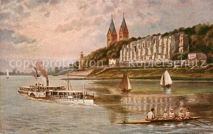 Kaiserswerth Rhein Rheindampfer Schlossruine Kirche