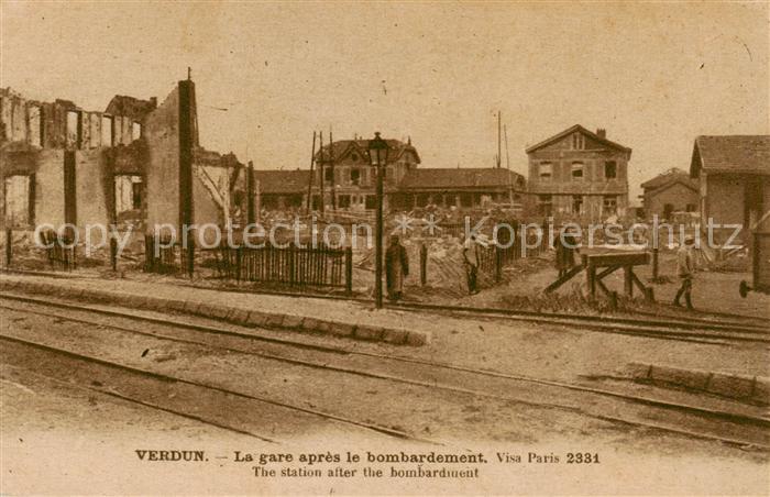 Verdun 55 Meuse La gare apres le bobardement