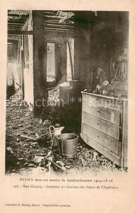 Reims 51 dans ses annees de bombardements 1914 Rue Chanzy Interieur du Couvent d