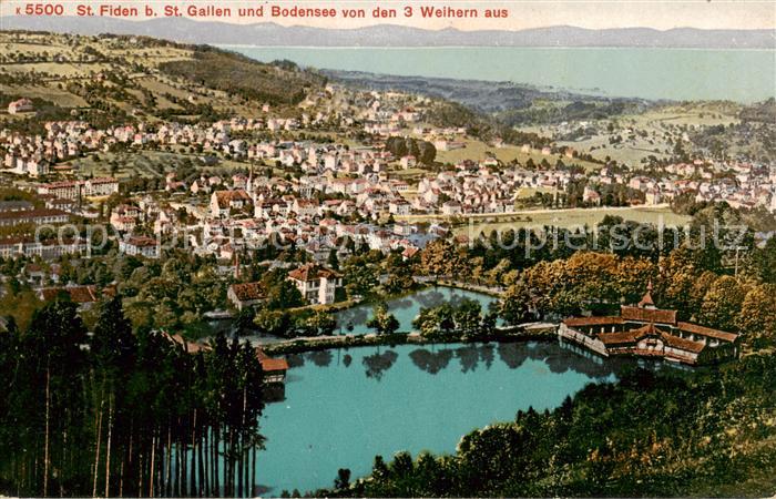 St Fiden St Gallen SG Bodenseeblick von den 3 Weihern