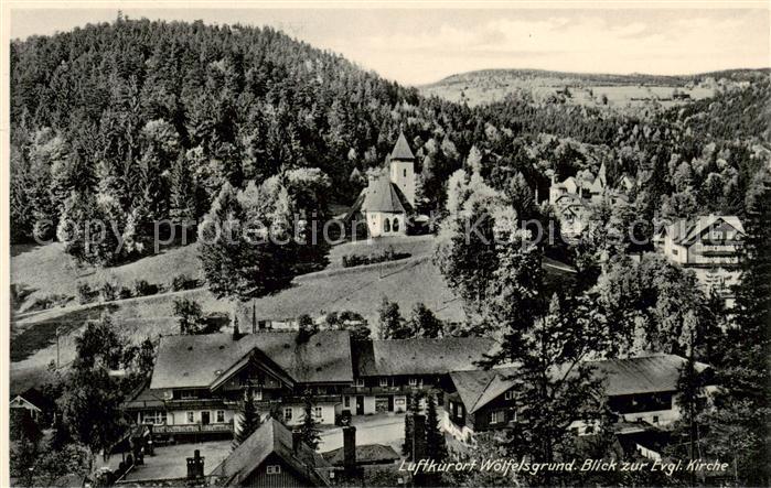 Woelfelsgrund Glatz PL Panorama Blick zur evangelischen Kirche