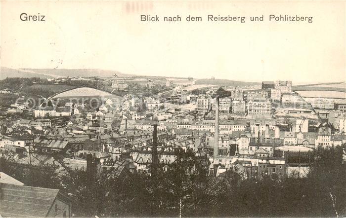 Greiz Thueringen Panorama Blick nach dem Reissberg und Pohlitzberg