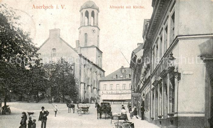 Auerbach  Vogtland Altmarkt mit Kirche