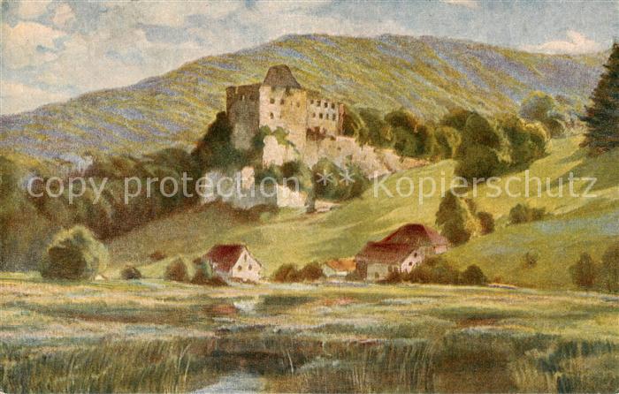 Schuelzburg Hayingen Reutlingen Schloss Motiv Kuenstlerkarte