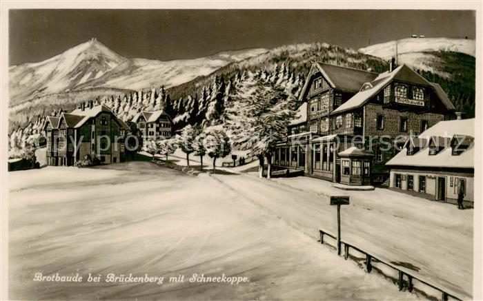 Brueckenberg Krummhuebel Riesengebirge PL Brotbaude mit Schneekoppe