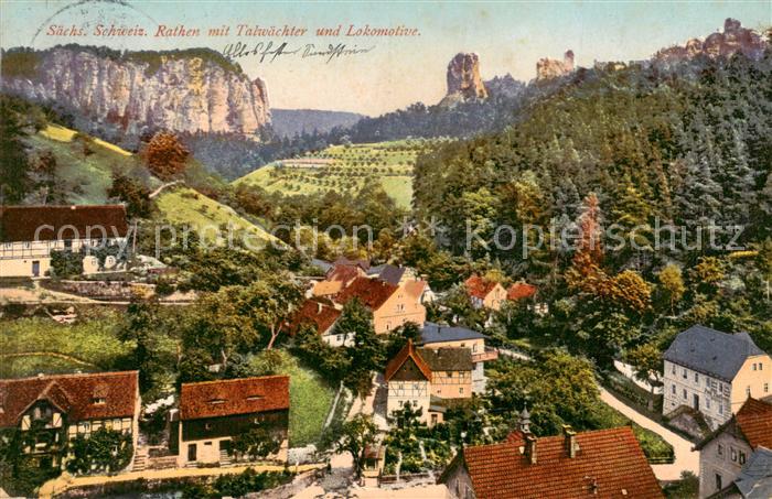 Rathen Saechsische Schweiz mit Talwaechter und Lokomotive