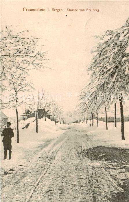 Frauenstein Brand-Erbisdorf Osterzgebirge Strasse von Freiberg im Winter