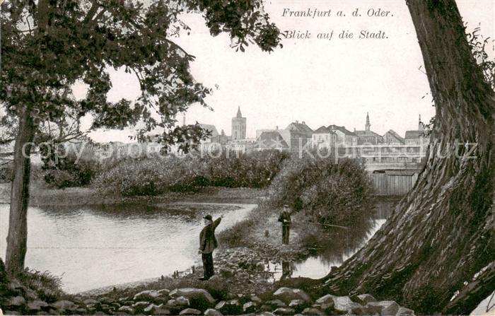 Frankfurt Oder Blick auf die Stadt Uferpartie am Fluss