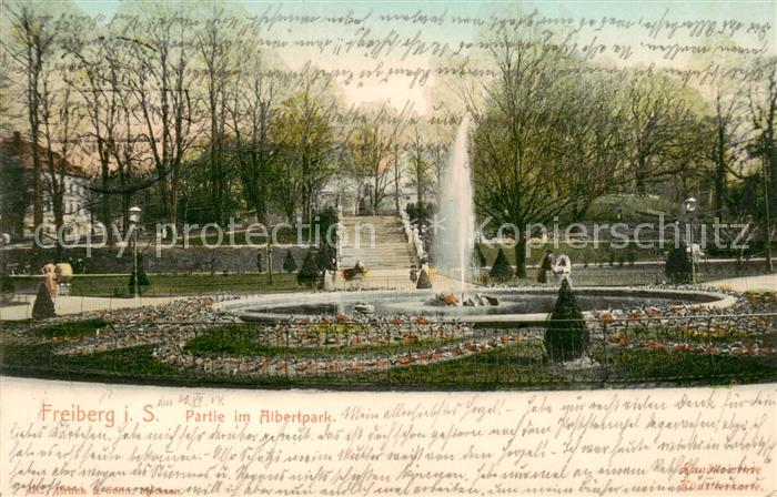 Freiberg  Sachsen Partie im Albertpark Fontaene