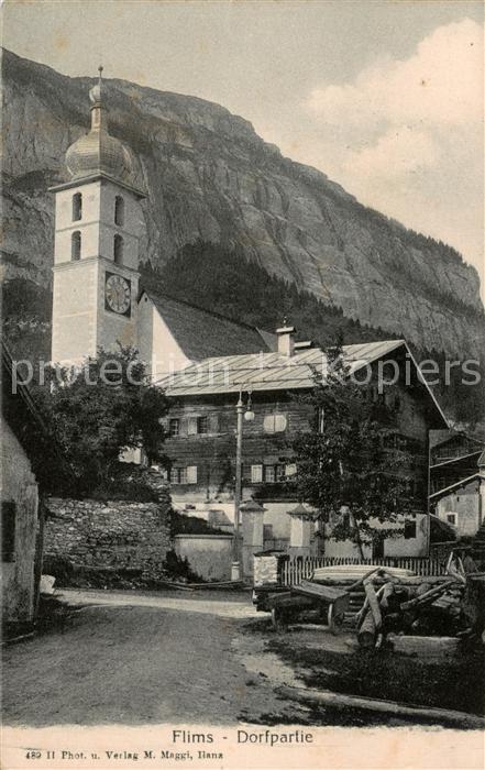 Flims GR Dorfpartie mit Kirche