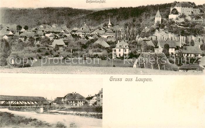 Laupen BE Panorama Gedeckte Bruecke