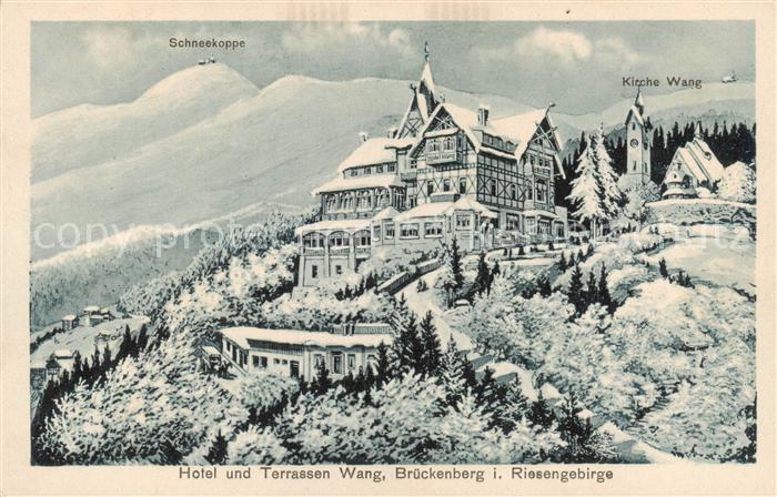 Brueckenberg Krummhuebel Riesengebirge PL Hotel und Terrassen Wang mit Schneekop