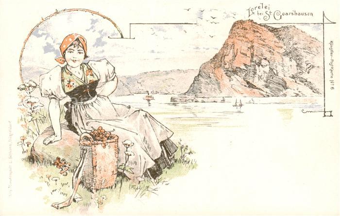 St Goarshausen Rhein Die Loreley Kuenstlerkarte