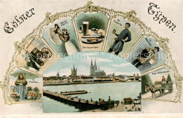 Coeln Rhein Coelner Typen Rheinpartie mit Dom